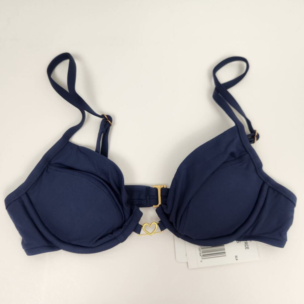 L*Space Stardust Bikini Top in Slate Blue Size Small NWT Padded Underwire
